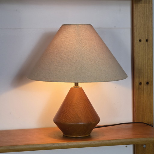 Kirk Copenhagen, vintage teak tafellamp, Deens design 70's