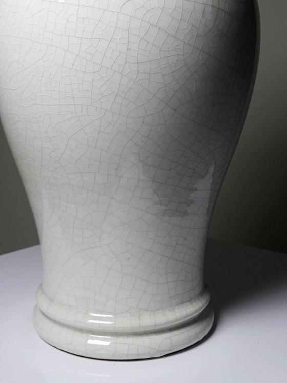 Image 1 of Large baluster vase in white crackled earthenware, Chinese style, 20th century