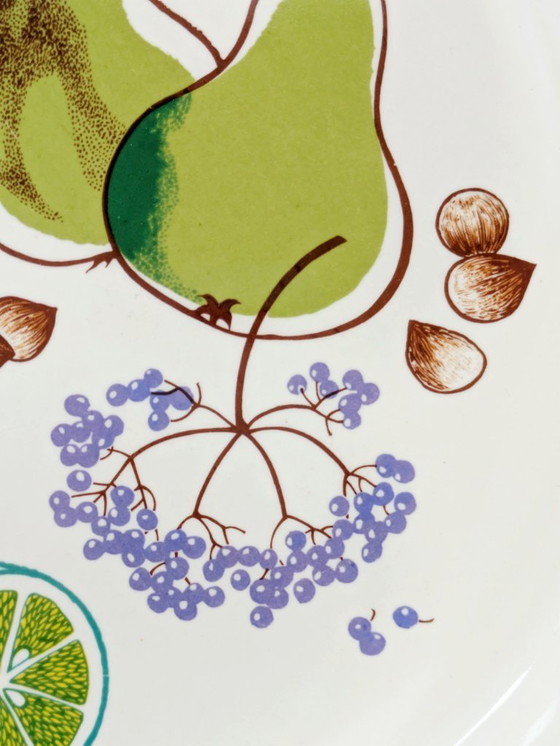 Image 1 of Vintage Melitta Fruit Pattern Serving Bowl, 1970s German Stoneware