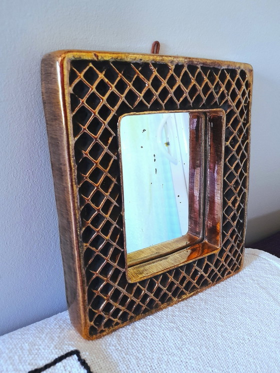 Image 1 of Miroir en céramique , Hendrik Thomas , Vallauris 1970