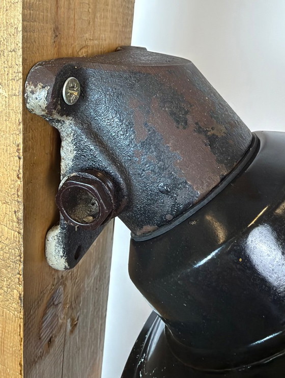 Vintage Industrial Black Enamel and Cast Iron Wall Lamp, 1960s, Wall lights, Metal, Glass (photo 7 of 15)