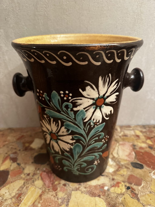 Antique terracotta white wine bucket, 25 cm high