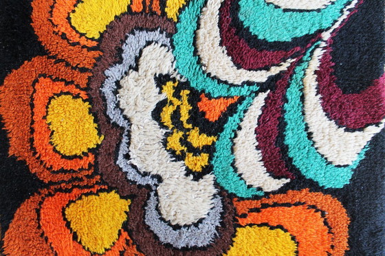 Image 1 of 1970s German Wool Rug with Pop-Art Floral Pattern
