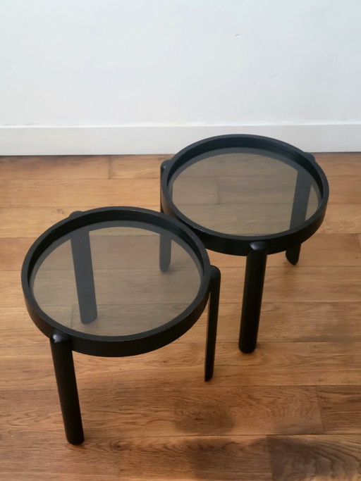 Porada Arredi Cabiate Nesting Tables, Set Van 2, Made In Italy – bijzettafels, Glass, Wood