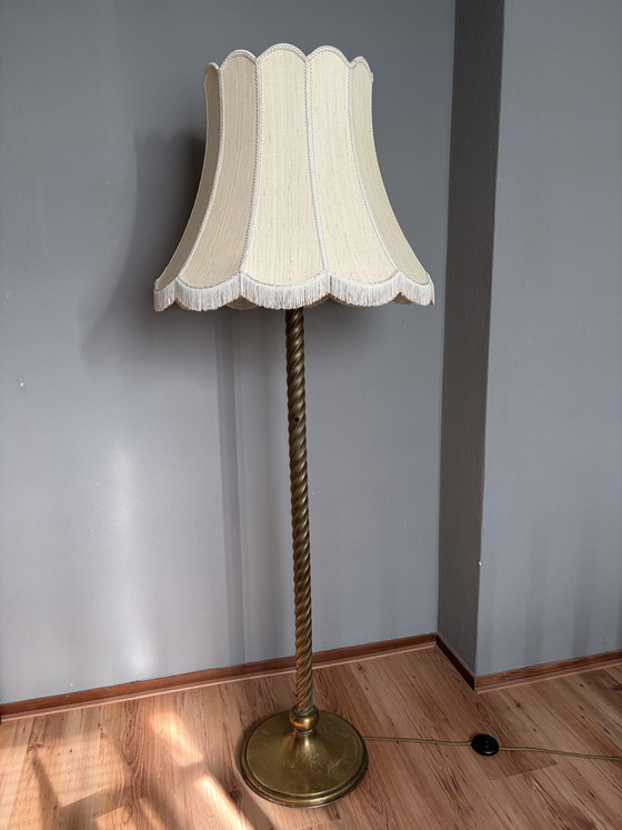 Vintage rope twist Floor light Hollywood Regency Italy – Textile, Brass (photo 4 of 8)