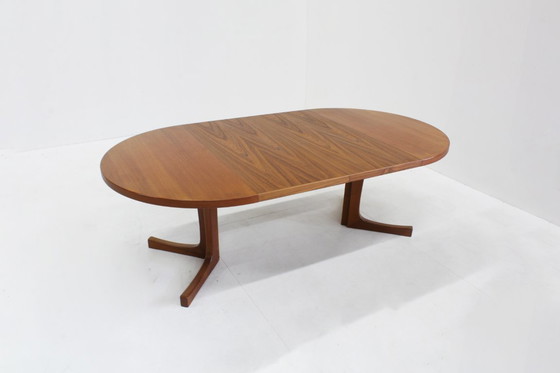 Image 1 of Vintage Danish round extendable teak dining table 1960s