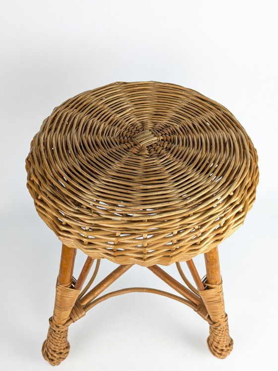 Image 1 of Vintage wicker stool, 1960