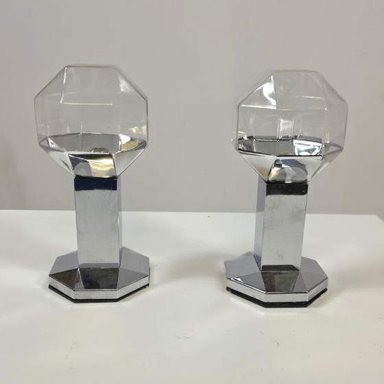Set Motoko Ishii Staff wandlampen facet glas chroom design – Staff Leuchten, Chrome (photo 5 of 5)