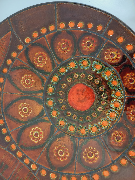 Image 1 of Tavolino da caffè rotondo vintage anni '60-'70 di Raymond Corroyez in ceramica e acciaio