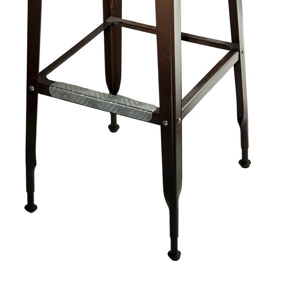 Image 1 of Yasu Sasamoto - Dulton - Sedia in stile industriale - Altezza sgabello da bar - Marrone, seduta nera