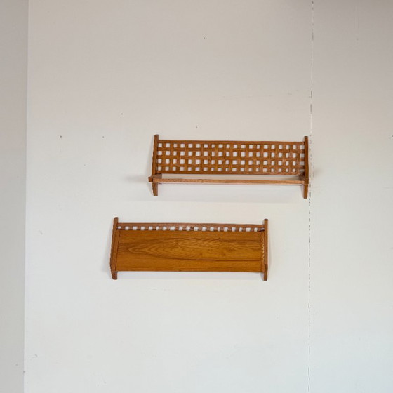 Set van 2 Mid-Century Wandrekken met Gevlochten Rugpaneel – ÚLUV – Wood (photo 5 of 11)