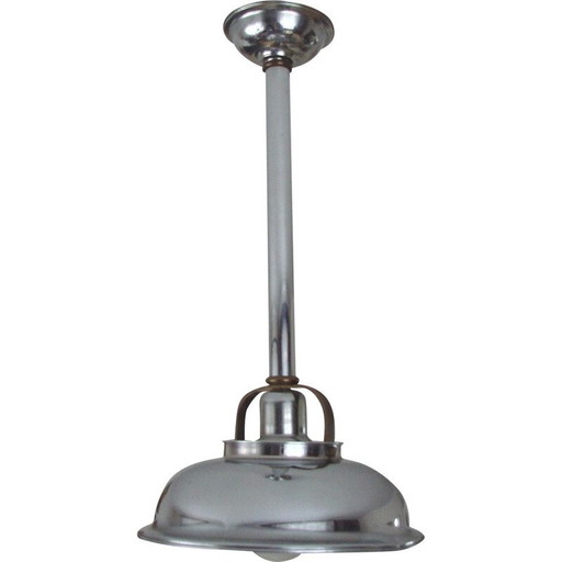 Lampada a sospensione vintage in ottone nichelato, 1930