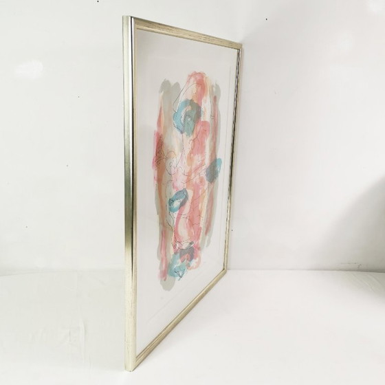 Kleurenlithografie, erotisch naakt, Doris Bloom, Denemarken, jaren 80., Kunst, Papier, Glas, Grijs (foto 2 van 14)