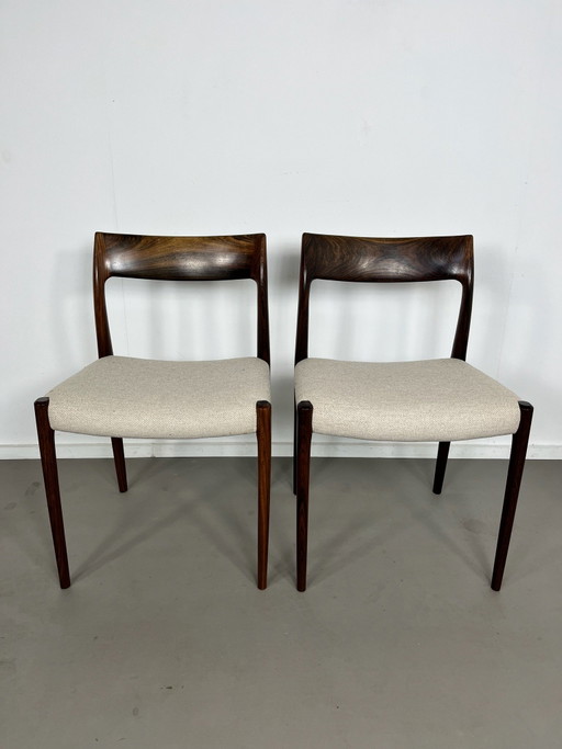 Set aus 2 Vintage Niels Moller 77 Palisanderstühlen