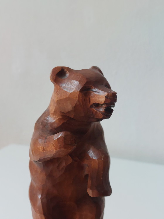 Image 1 of Paire de serre-livres anciens sculptés à la main, sculpture d'ours