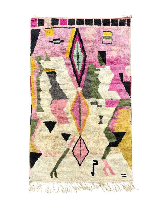 Modern Marokkaans Boujad-tapijt 160x270 cm, wollen tapijt – Tapijt voor moderne interieurs