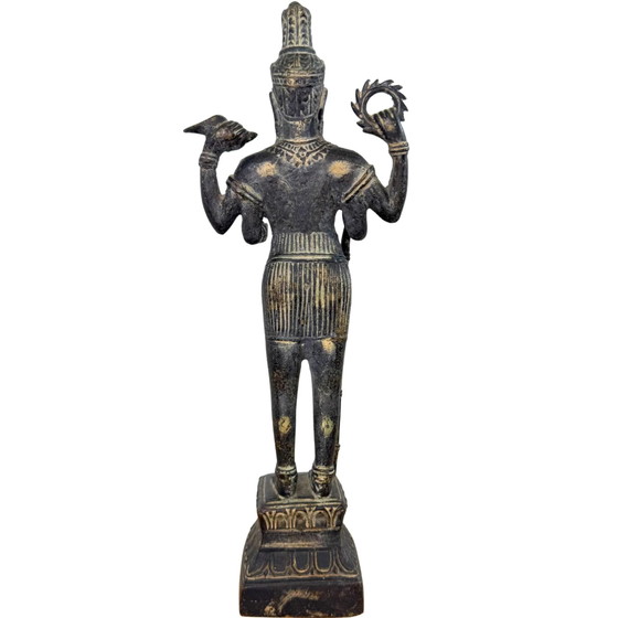 Raro Vishnu Khmer | XIII-XIV Secolo | Con Deposizione Rituale d'Oro | Qualità Museale – Sculture, Bronze (photo 4 of 10)