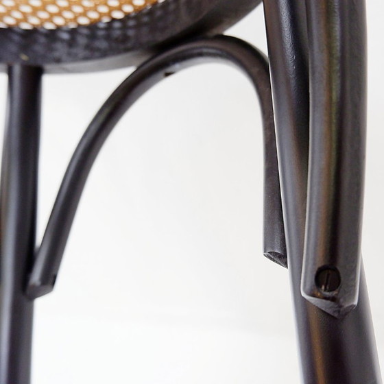 Image 1 of Set of 3 vintage Thonet-style bar stools in bentwood and caning