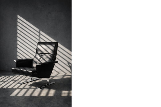Image 1 of Vintage Mid-Century Modern Danish Black Leather Lounge Chair by Georg Thams for A/S Vejen Polstermöbelfabrik, 1960s