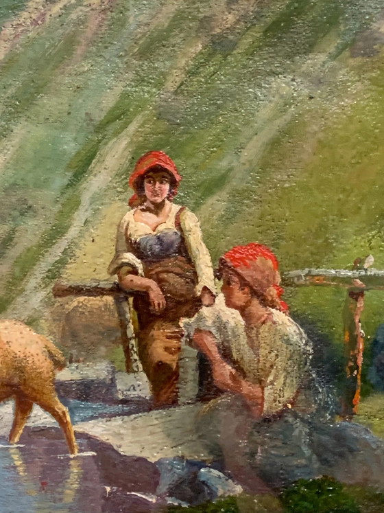 Double peinture à l'huile sur toile par Arnaldo Bartoli, années 1950, Peintures et dessins (photo 6 sur 10)