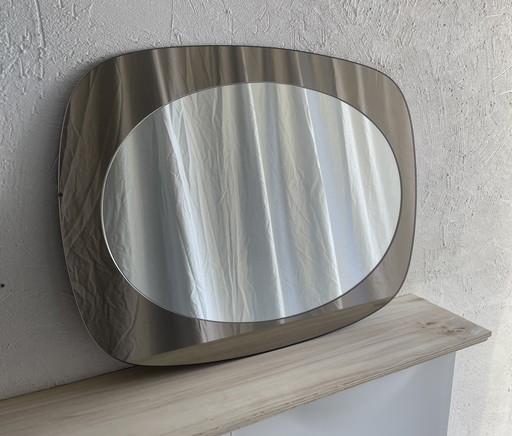 Specchio in vetro fumé stile Space Age anni '70