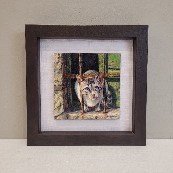 Image 1 of “Cat looking out the window” Miguel A. Galván Mangas, late 20th century - Valladolid, Spain