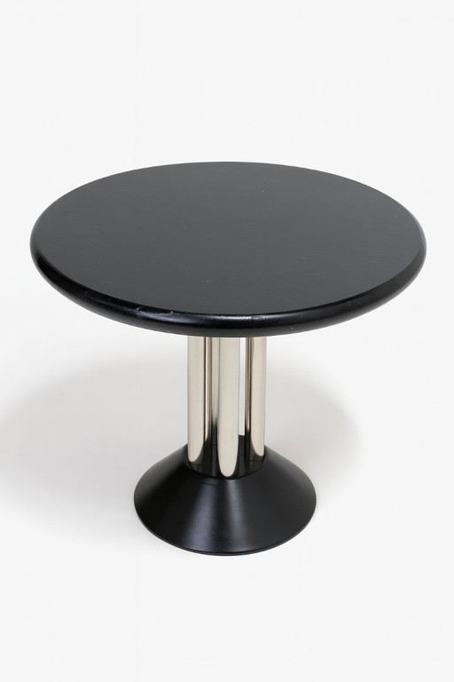 Black Postmodern Side Table with Chrome Base, 1970s–1980s		