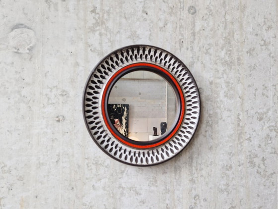 Image 1 of Specchio da parete vintage in ceramica scandinava, anni '70