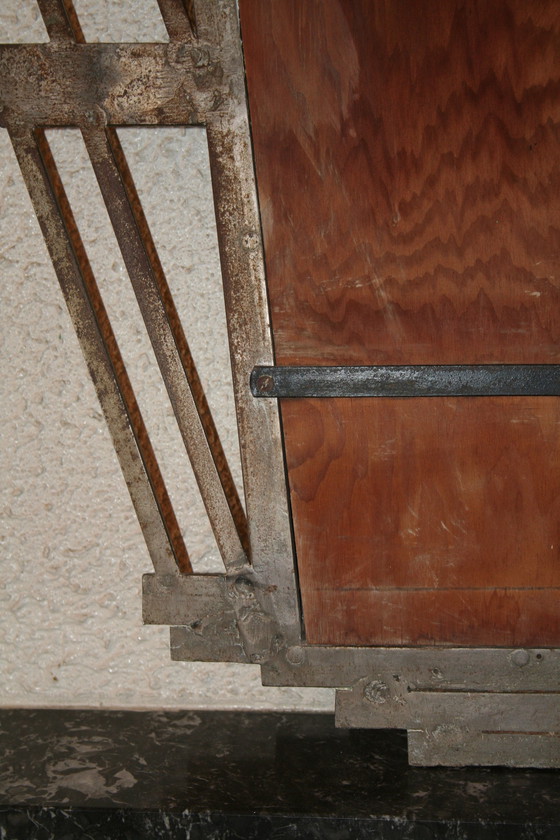 Image 1 of Metal Art Deco mirror (forged/ trapezoidal shape)