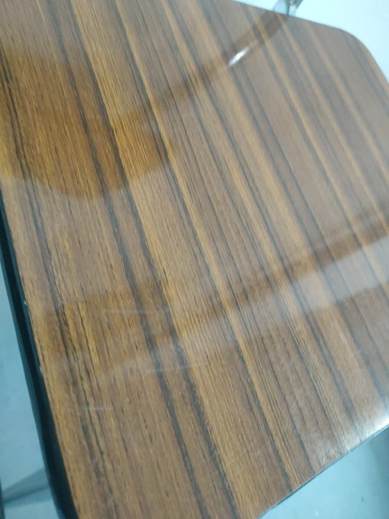 Image 1 of Set of two 1970s Caramel-colored Formica dining chairs and kitchen chairs (chrome-plated).