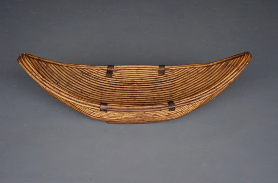Image 1 of Grote rotan fruitmand, jaren 70