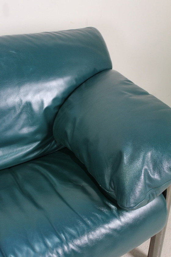 Image 1 of Divano vintage in pelle blu di design italiano