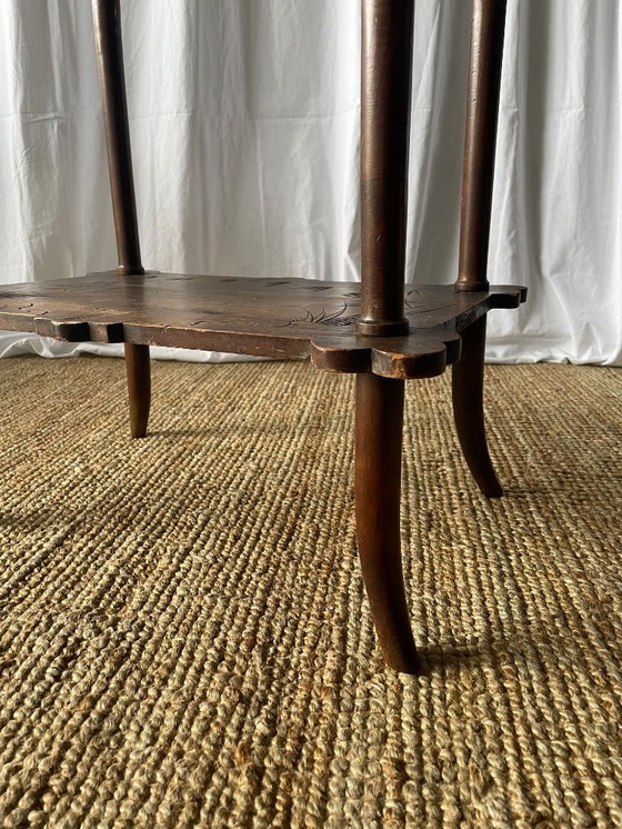 Image 1 of Geschnitzter Beistelltisch aus Holz im Jugendstil, Frankreich, frühes 20. Jahrhundert