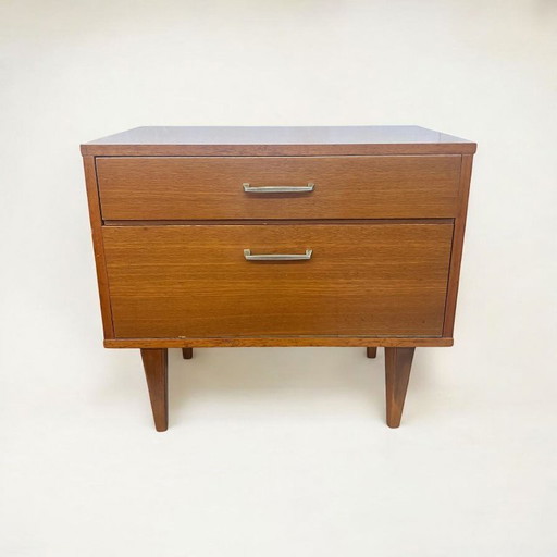 Table de chevet vintage style Mid Century | Table d'appoint avec tiroir & abattant | Rétro années 50/60
