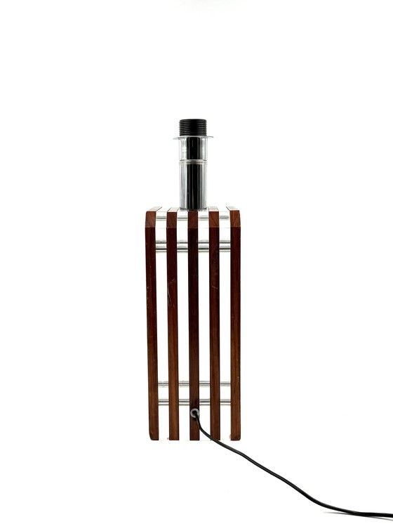 Image 1 of Lámpara de mesa estilo Hollywood Regency, base de madera y lucita, Italia, década de 1970