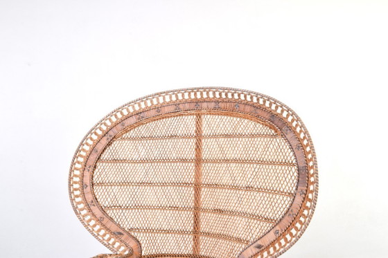 Image 1 of Emmanuelle-Sessel aus Korbgeflecht im Mid-Century-Stil, Modell „Peacock“, von Kok Maison, 1970er Jahre
