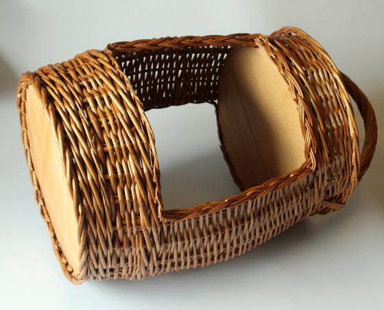 Image 1 of Flaschenkorb Hoch Geflochten - Handarbeit - Weide/Holz