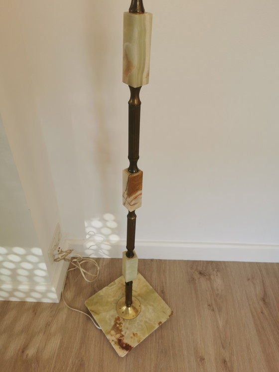 Image 1 of Lampadaire Marbre Onyx et Laiton