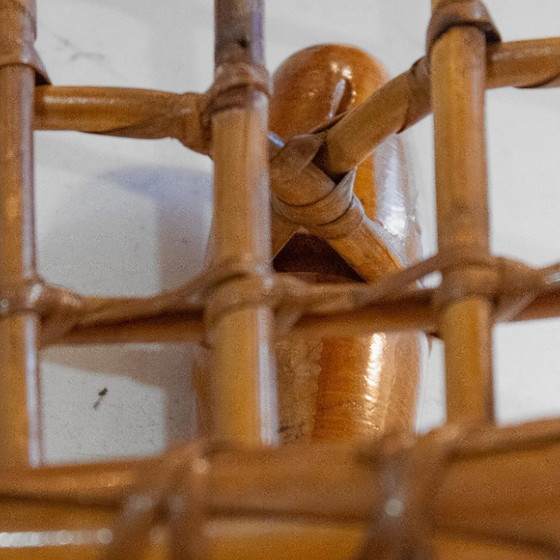 Image 1 of 1x Italian Mid-Century Bamboo and Rattan Coat Rack by Bonacina, 1960s