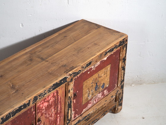 Credenza antica dipinta in legno di pino – Shanxi, circa 1930 – Credenze con vetrina (photo 13 of 39)