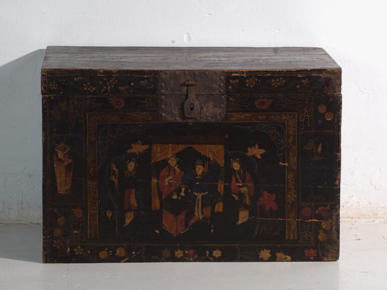 Malle ancienne peinte en bois de pin – Chine, circa 1900 – Armoires de rangement, Iron (photo 33 of 40)