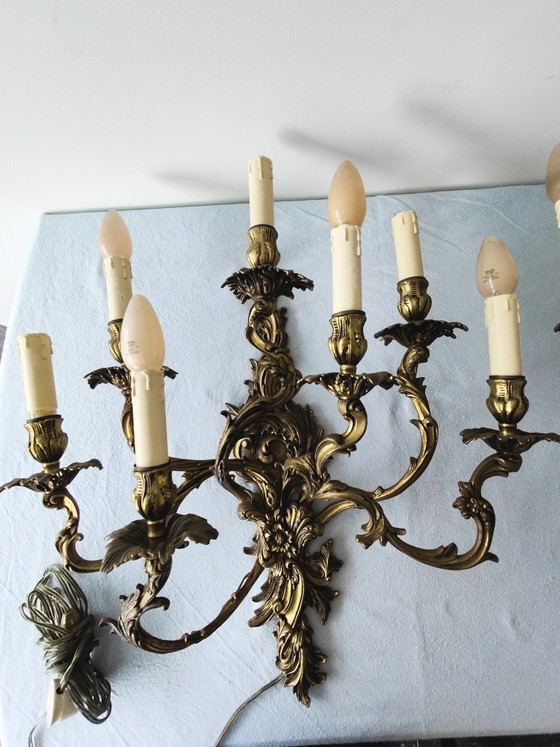 Due Applique da Parete Stile Barocco – Portacandele, Brass (photo 5 of 8)
