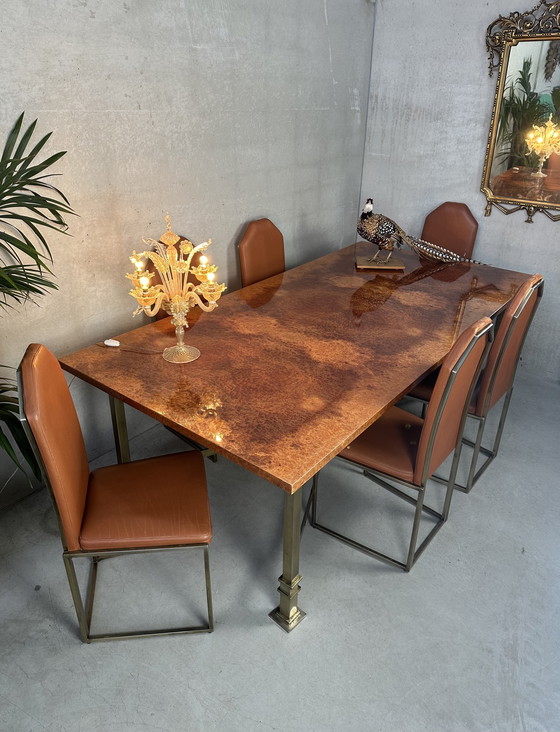 Image 1 of Table de salle à manger Regency au design vintage + 6 chaises - Belgochrom