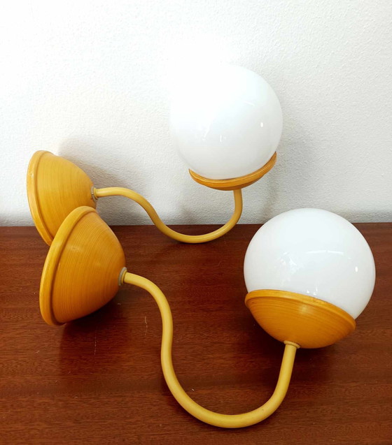 Image 1 of 2x Vintage Ceramic and Opaline Wall Lights
