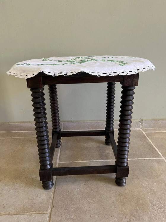 Side table with press screw style legs – Wood, Rustic (photo 12 of 14)