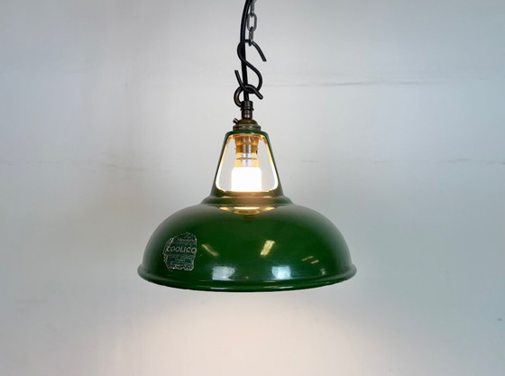 Image 1 of Industrial Green Enamel Factory Pendant Lamp from Coolicon, 1950s