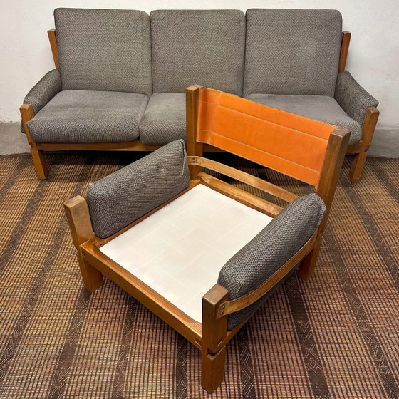 S32 Sofa & S15 Armchair by Pierre Chapo, France, 1966, Seating area, Wood, Grey (photo 14 of 15)