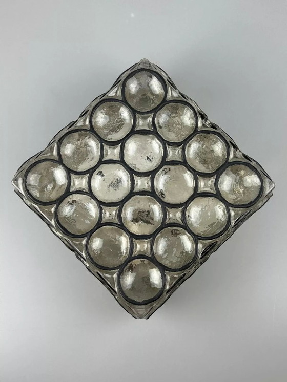 Image 1 of 60s 70s ceiling lamp Glashütte Limburg Germany Plafoniere glass & metal