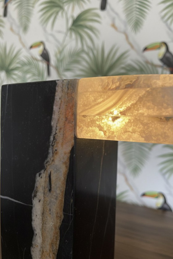 Image 1 of Design Table Lamp in Nero Dorado & Onyx - Handmade Unique Piece