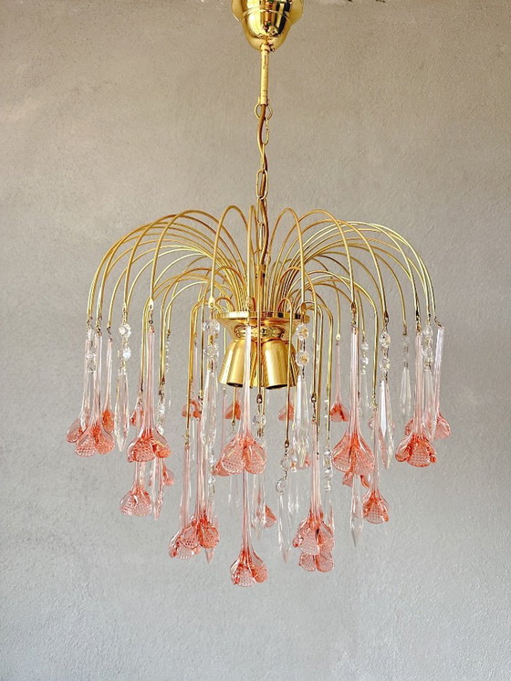 Image 1 of Vintage pink flower chandelier